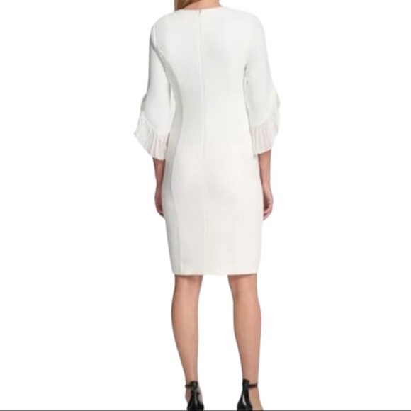 DKNY Women's Keyhole Neck Chiffon Tulip Sleeve Sheath Dress NWT - Picture 3 of 14